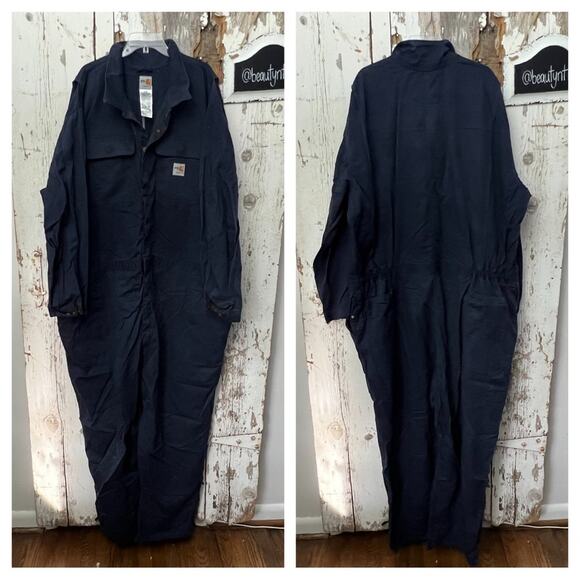 Carhartt FR Coveralls Mens 60R Navy Flame Resistant Jumpsuit HRC 2 Atpv 11.2 - Picture 1 of 14